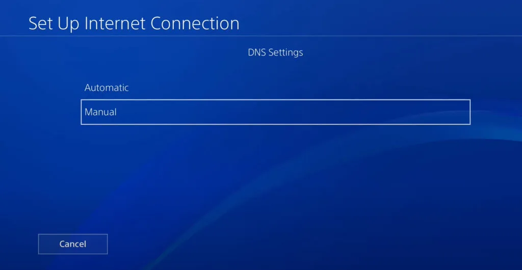 PS4 Manual DNS