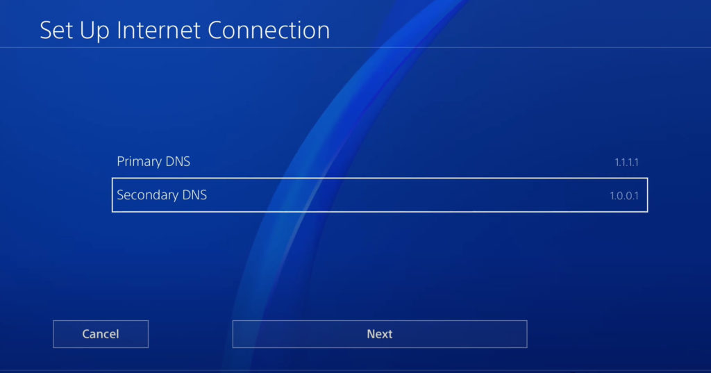 PS4 Secondary DNS
